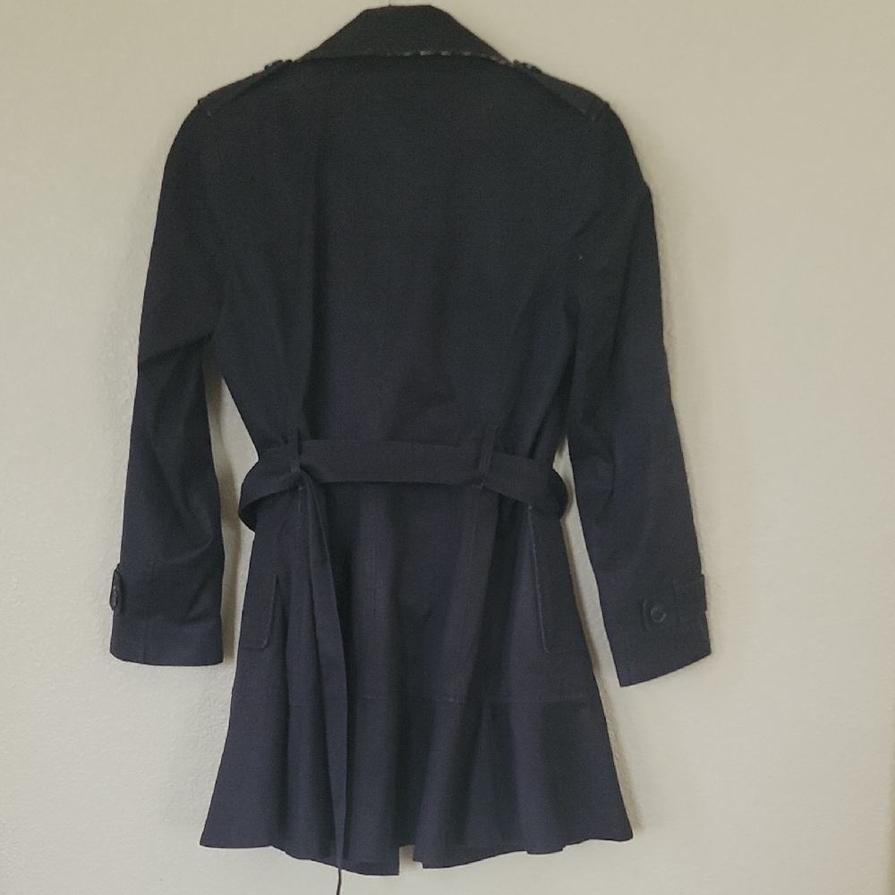 Banana Republic Black Trench Coat Double-Breasted Classic - Picture 3 of 6